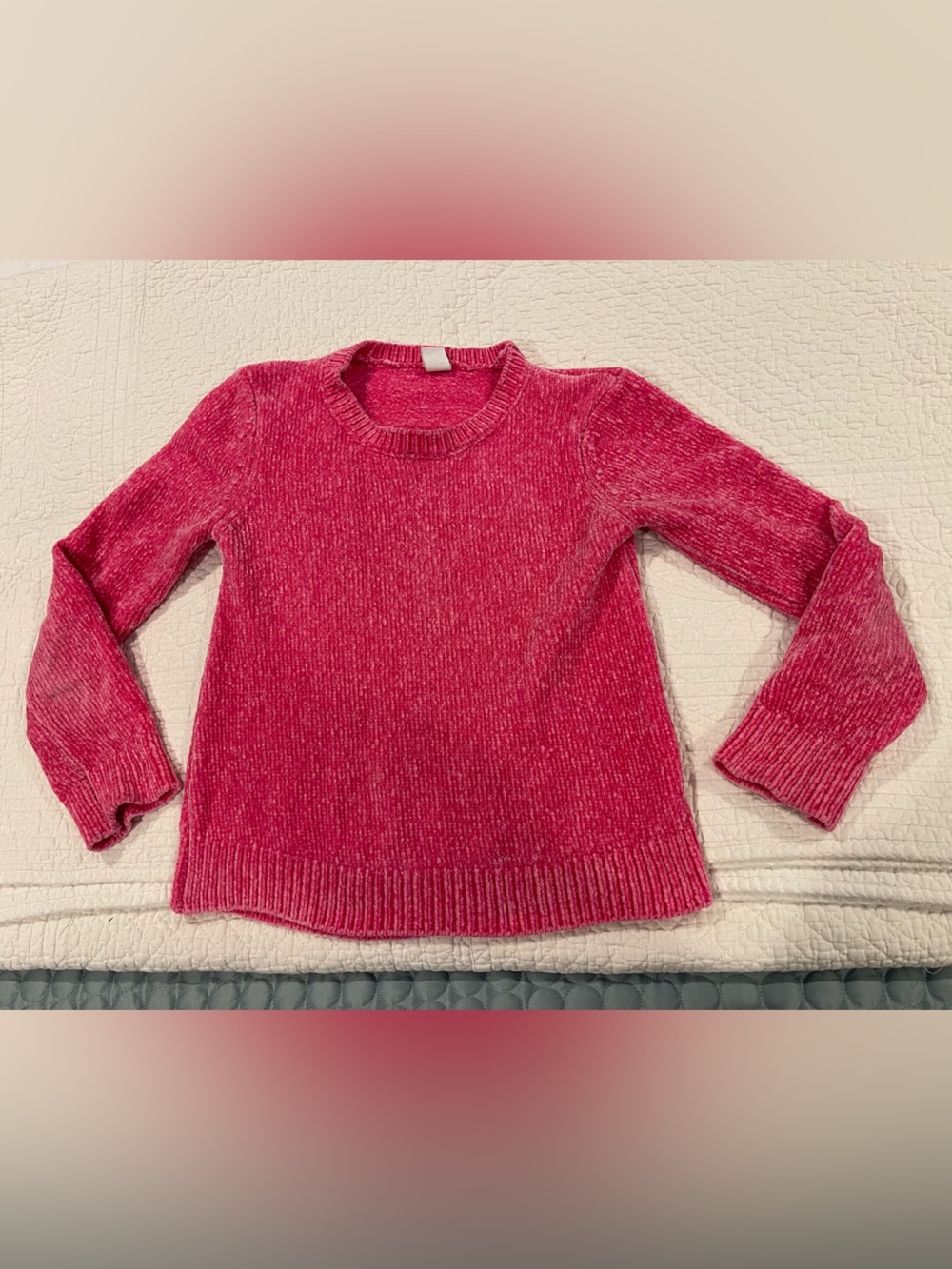 Nordstrom Harper Canyon Chenille Crewneck Sweater Bright Pink Sz 6 Girls Cozy